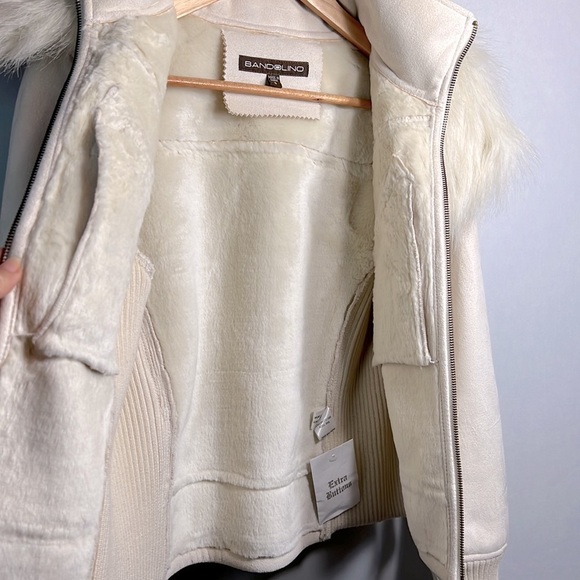 Bandolino Hooded Jacket with Faux Fur/Suede in Cream size S NWOT - Picture 11 of 16